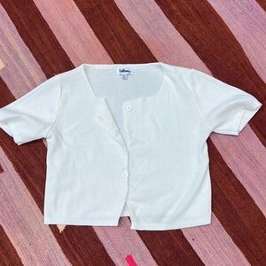 Crop Knit Button Up Blouse